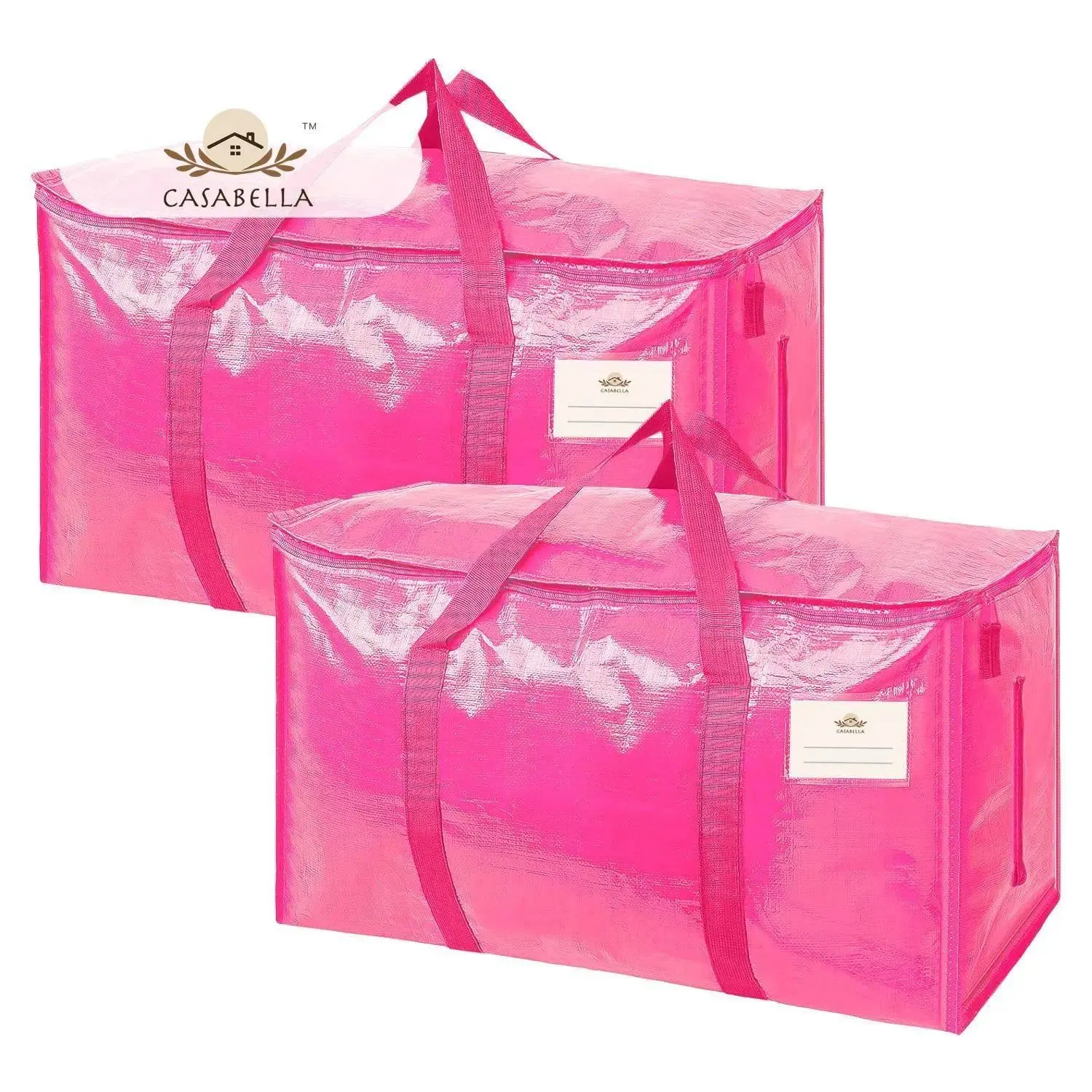 Duas bolsas de mudança CasaBella rosa Barbie agrupadas sobre fundo branco